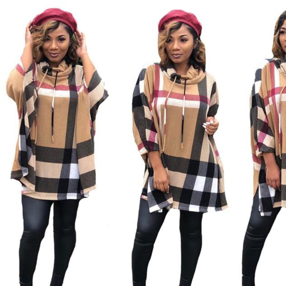 plaid light weight poncho